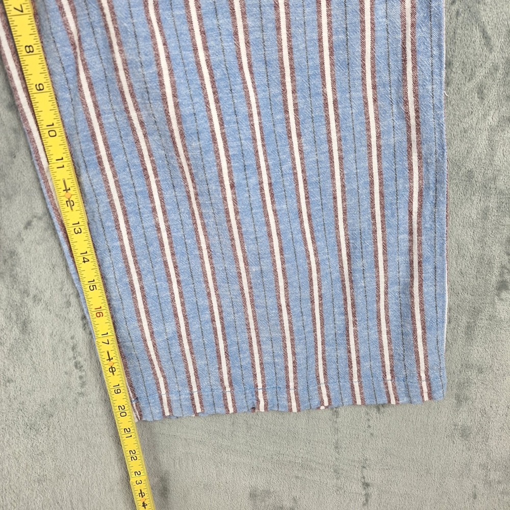 Cali 1850 Pants Medium Linen Blend Beach Coastal Wide Leg Striped Resort Cropped - Picture 6 of 8